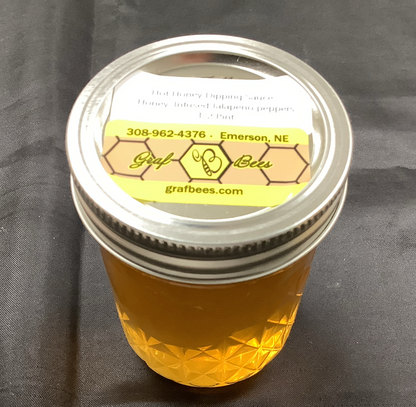 Mason jar of hot infused honey dipping sauce